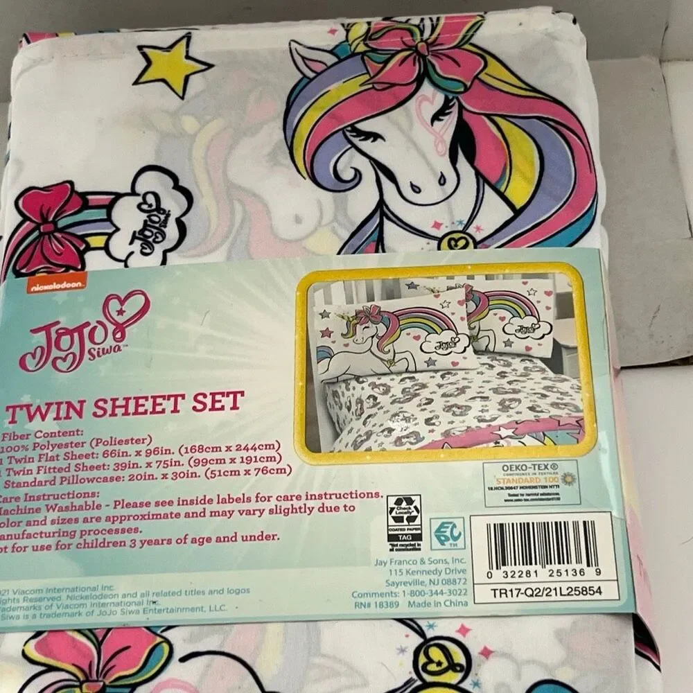 Nickelodeon Twin JoJo Siwa Live Your Dream Unicorn‎ Twin Sheet Set 3 Piece NWT